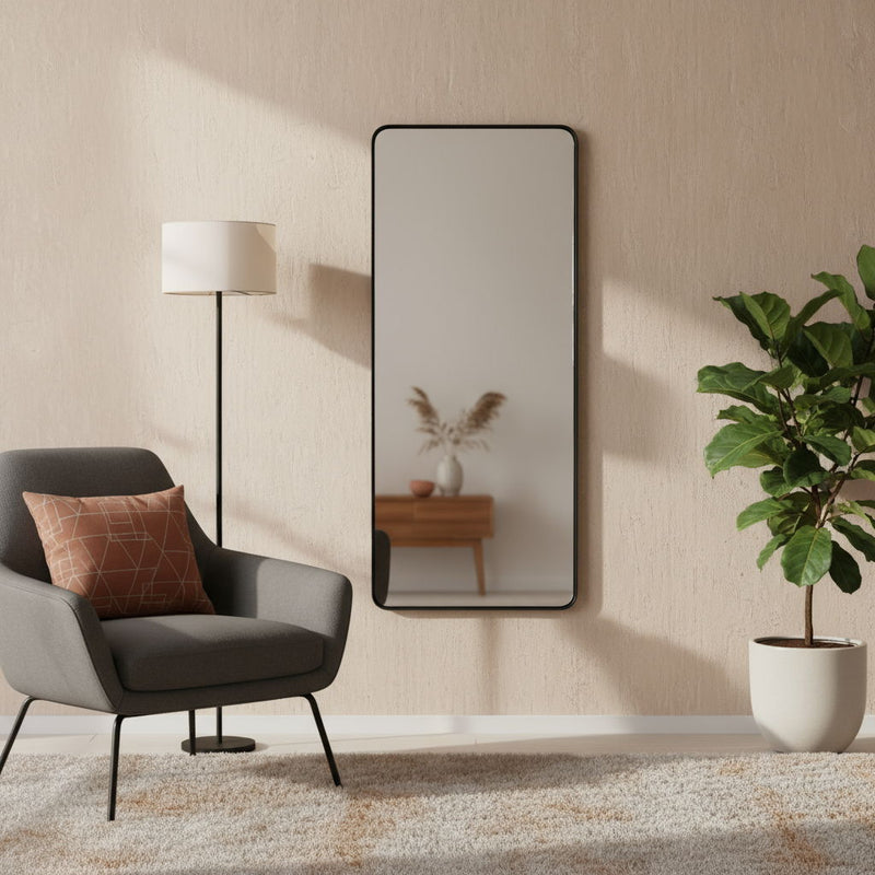 71" Metal Framed Full Length Mirror - Black