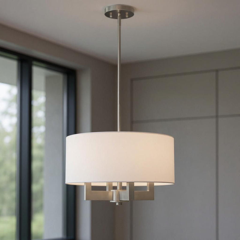 19'' Four Light Dimmable Chandelier With Shades - Nickel