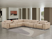Load image into Gallery viewer, Leather Modular L Shaped 8 Piece Corner Sectional With Console - Beige
