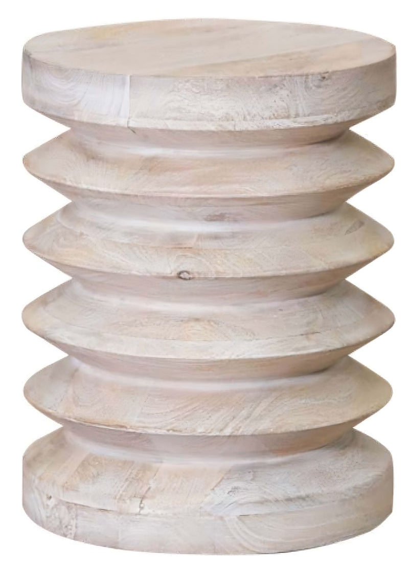 18" Solid Wood Round End Table - Beige