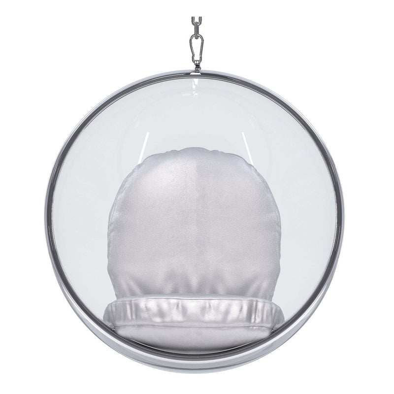 Acrylic And Faux Leather Balloon Chair - Silver And Clear