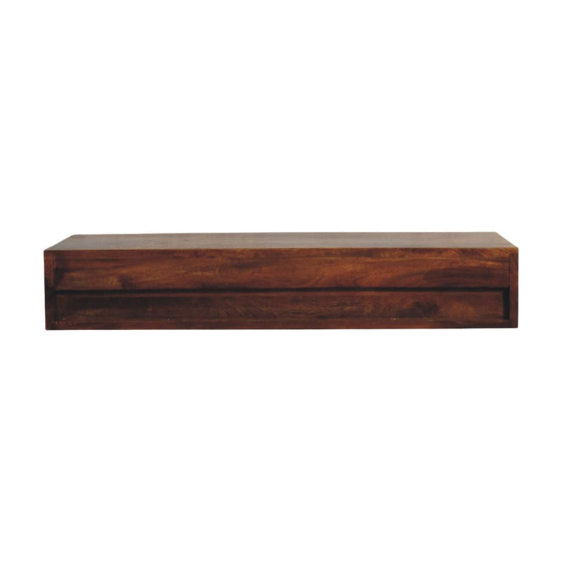 Floating Wall Mount Console Table With Two Drawers - Brown