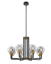 Load image into Gallery viewer, Eight Light Transparent Metal Edison Bulb Dimmable Chandelier With Shades - Black / Gold / Clear
