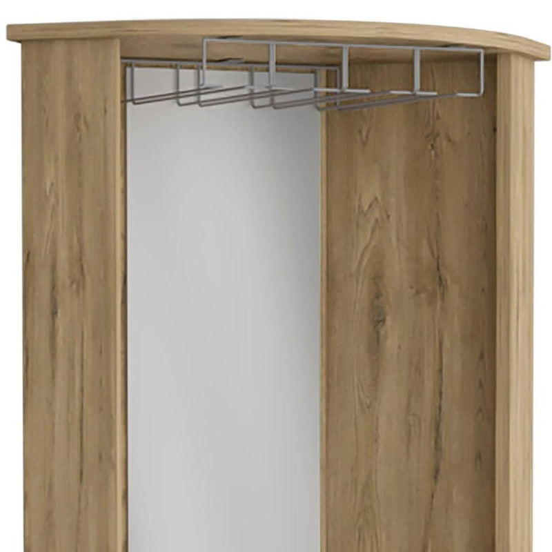 Laminate Corner Bar Cabinet With Two Shelves - Brown
