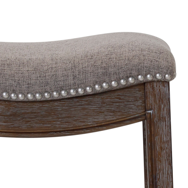 Wood Fabric And Solid Wood Backless Counter Height Bar Chair - Taupe / Brown