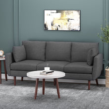 Load image into Gallery viewer, Diaphanous - Upholstered 3 Seater Sofa With 2 Accent Pillows And Wood Legs
