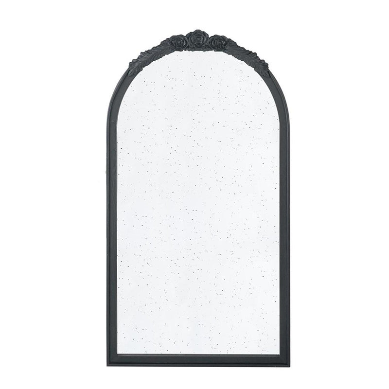 42" Crowned Top Antiqued Glass Arch Framed Accent Mirror - Black