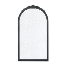 Load image into Gallery viewer, 42" Crowned Top Antiqued Glass Arch Framed Accent Mirror - Black
