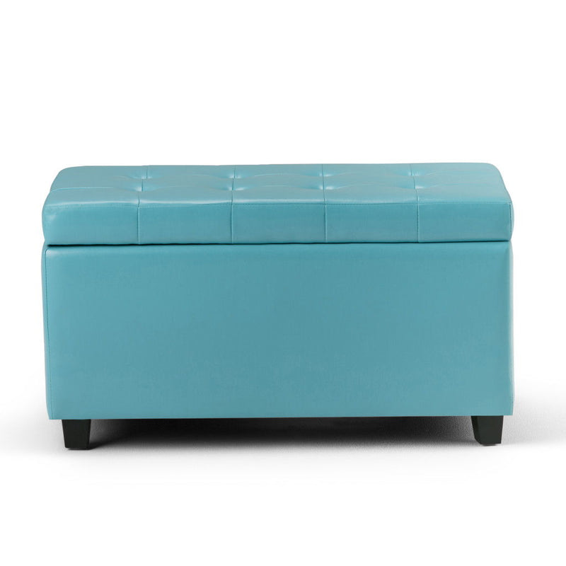 34" Upholstery Storage Ottoman - Dark Brown / Blue