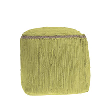 Load image into Gallery viewer, 18" Cotton And Jute Cube Pouf Ottoman - Citron And Natural
