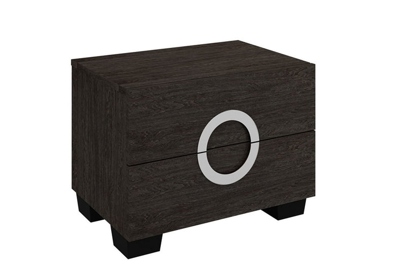 18" Two Drawers Manufactured Wood Mirrored Nightstand - Dark Brown