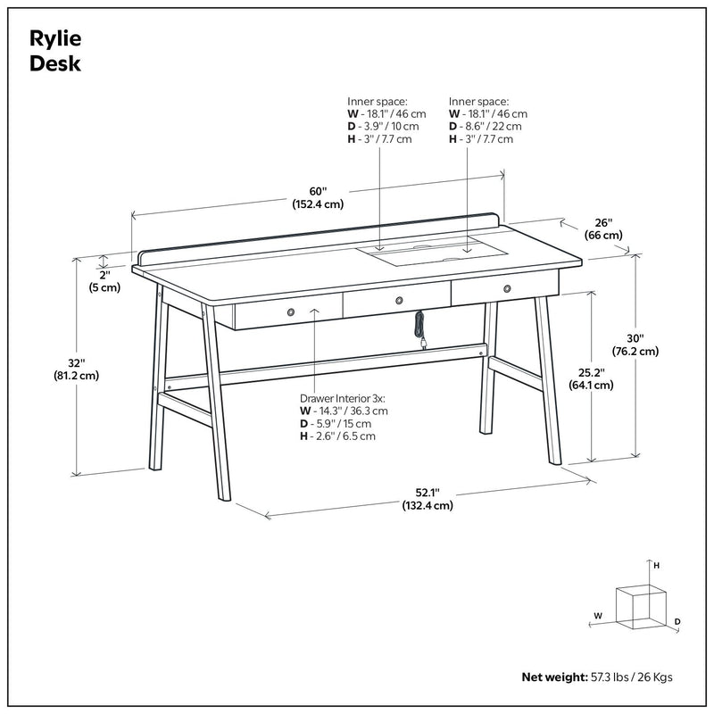 Rylie - Desk - Natural Aged Brown