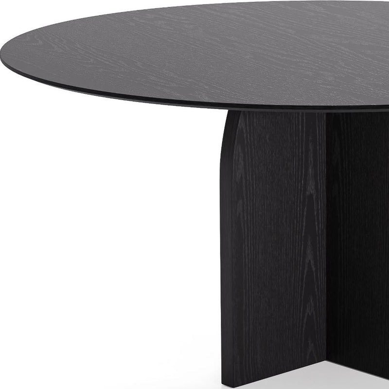 58" Solid Wood Pedestal Base Round Top Dining Table - Black