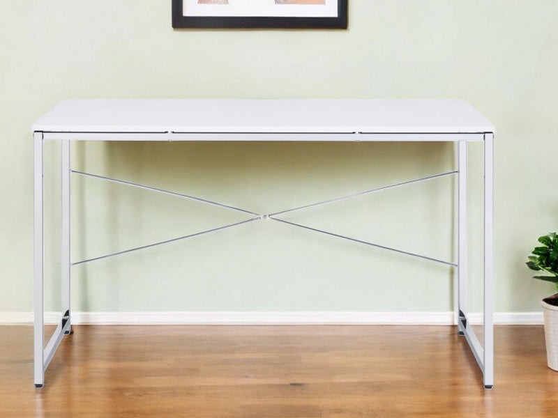 47" Writing Desk - White And Silver