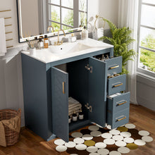 Load image into Gallery viewer, Bathroom Vanity With Sink Combo, Storage Cabinet, Freestanding Set With 3 Drawers &amp; Soft Closing Doors
