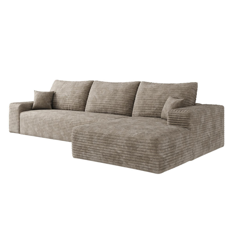 Corduroy Modular L Shaped Sofa And Chaise Sectional (762684) - Camel