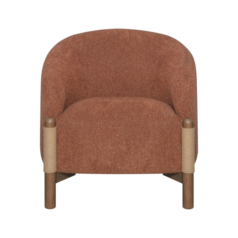 30" Contemporary Fabric And Wood Arm Chair - Brown