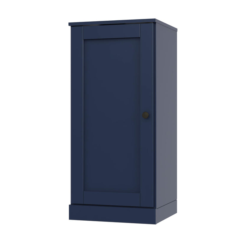 Solid Wood Adjustable Three Tier Library Bookcase With One Door (751328) - Navy Blue