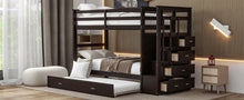 Load image into Gallery viewer, Twin Over Twin Bunk Bed with Trundle and Staircase,Espresso(OLD SKU:LT000068AAP)
