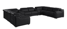 Load image into Gallery viewer, Italian Leather Power Reclining U-Shaped Ten Piece Corner Sectional With Console - Black
