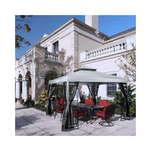 Load image into Gallery viewer, 10&#39; x 10&#39; Patio Gazebo with Mosquito Net and Corner Shelves, Light Gray
