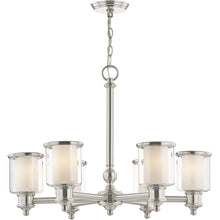 Load image into Gallery viewer, 21'' Six Light Dimmable Chandelier With Shades - Nickel
