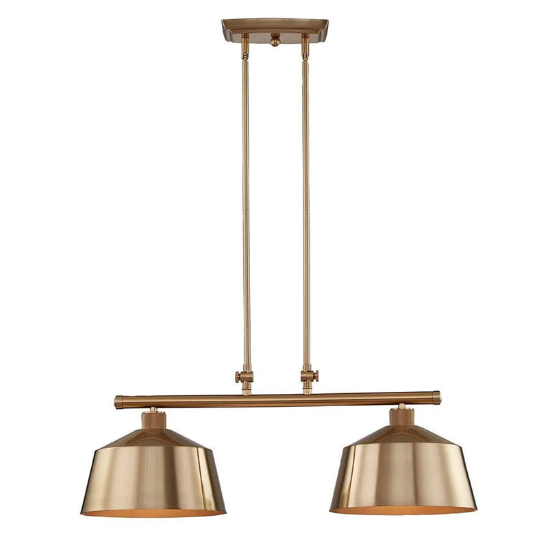 Kitchen Island Two Light Metal Dimmable Chandelier With Shades - Gold