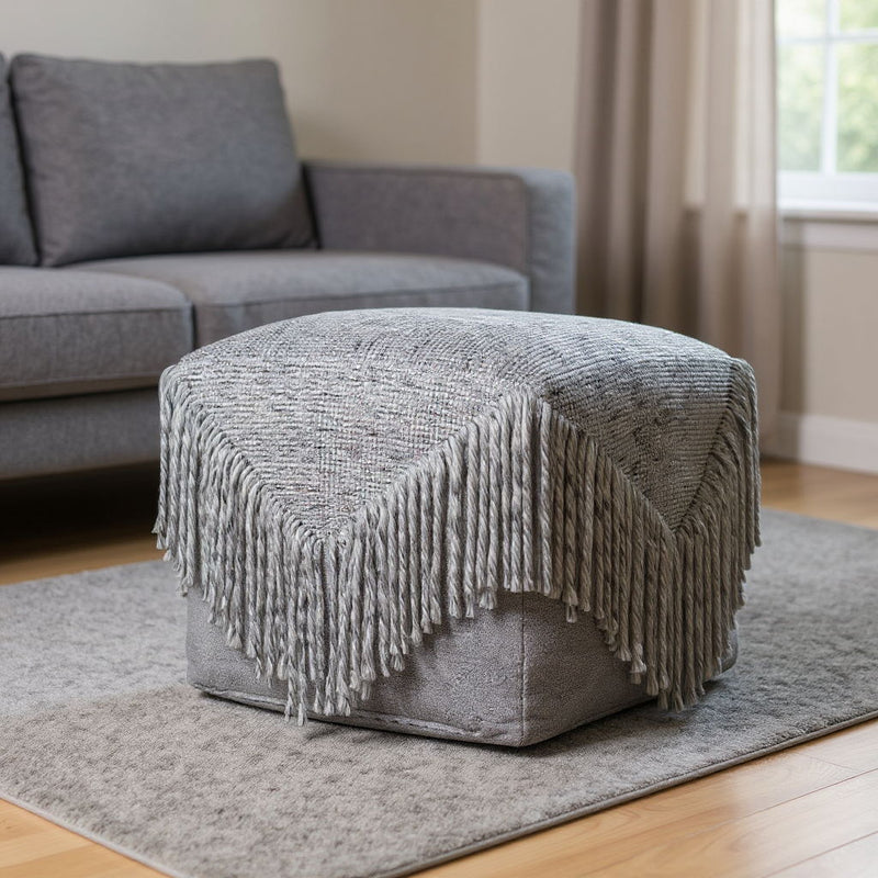 Wool Ottoman - Gray