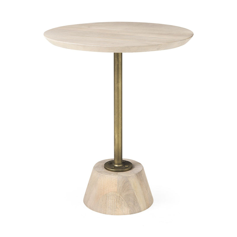 Solid And Manufactured Wood Round End Table - Beige