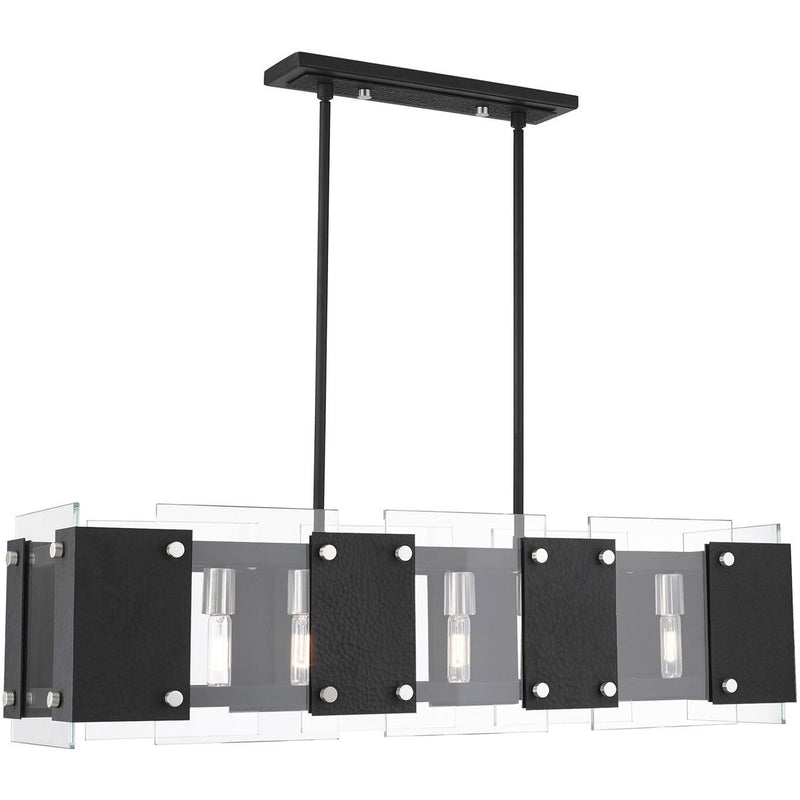 19" Eight Light Dimmable Chandelier With Shades - Black