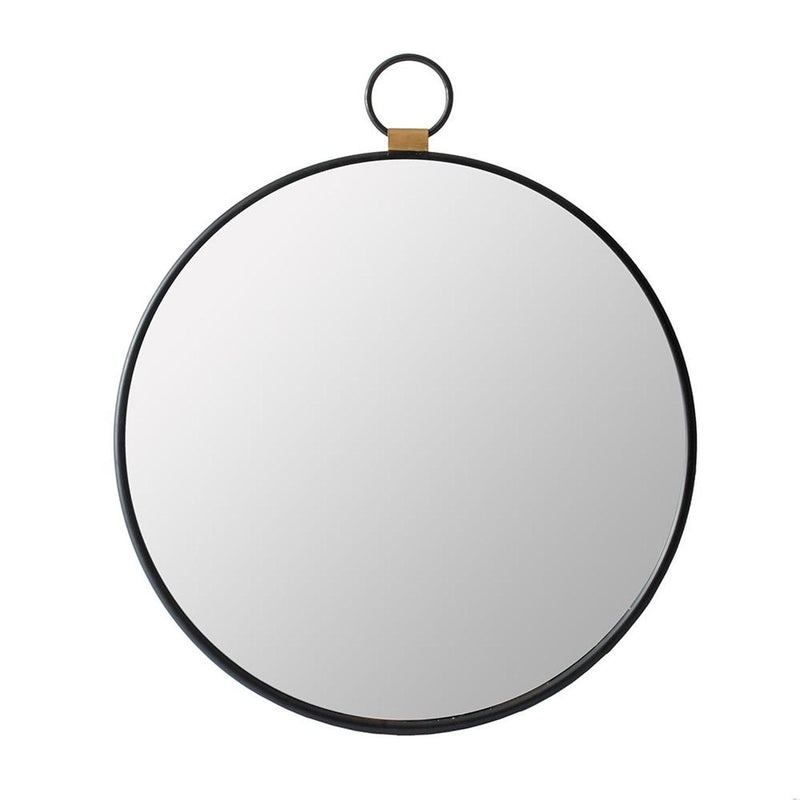 28" Round Iron Framed Accent Mirror - Black