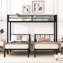 Load image into Gallery viewer, Twin over Twin &amp; Twin Bunk Beds for 3, Twin XL over Twin &amp; Twin Bunk Bed Metal Triple Bunk Bed, Black(Pre-sale date: February 8th.)
