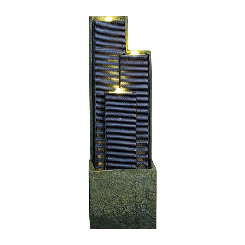 3 Tier Waterfall Fountain With LED Lights - Gray