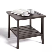 Load image into Gallery viewer, Square 2 Tier All-Weather Outdoor Side Table With Slatted Top
