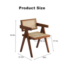 Load image into Gallery viewer, Modern Mid Century Dining Chairs (Set of 2), Rattan Accent Chairs, Comfy Armchairs, Outdoor Wood Chairs With Armrest - Walnut

