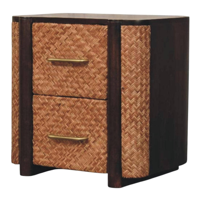 Solid Wood Woven Texture One Drawer Nightstand - Espresso / Mocha