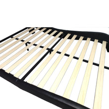 Load image into Gallery viewer, Faux Leather Upholstered Platform Bed Frame with led lighting, Bluetooth connection to play music control, Backrest vibration massage, Curve Design, Wood Slat Support, Exhibited Speakers,Queen
