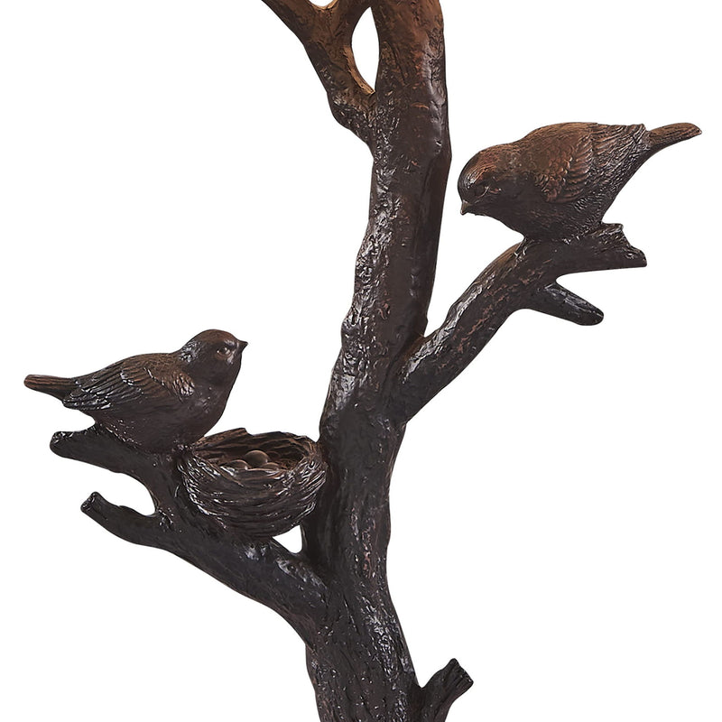 Birds In A Tree Table Lamp With White Drum Shade - Dark Deep Red