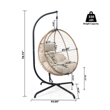 Load image into Gallery viewer, Sora - Outdoor Patio Wicker Hanging Chair With Stand - Beige / Brown
