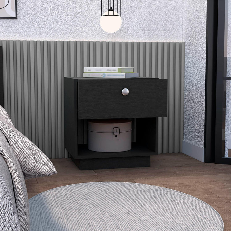 Wood One Drawer Nightstand (518164) - Black
