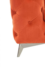 Load image into Gallery viewer, Velvet And Silver Solid Color Chesterfield Chair - Orange
