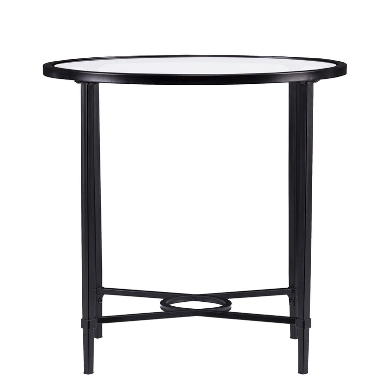 Glass Oval End Table - Clear / Black