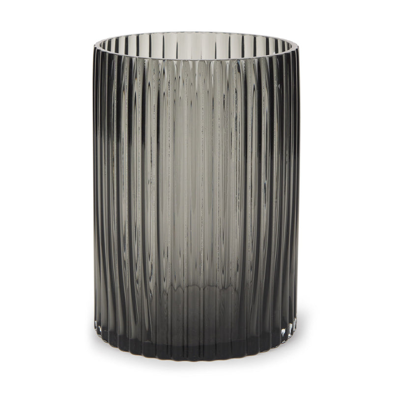 Cylinder Ribbed Table Vase (608311) - Black
