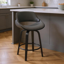Load image into Gallery viewer, 37.5" Faux Leather Swivel Low Back Counter Height Bar Chair - Gray / Black
