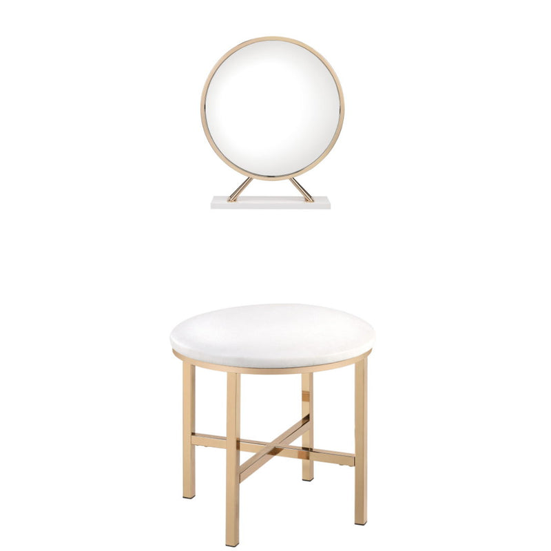 16" Round Metal Framed Freestanding Mirror - Gold