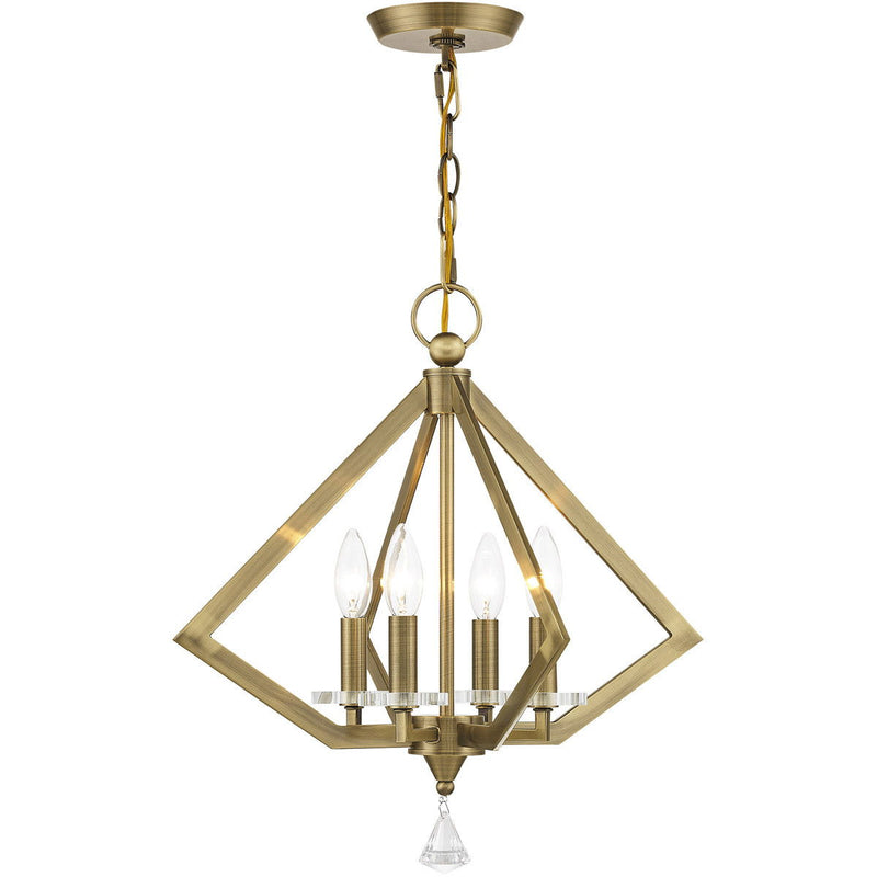 19" Four Light Dimmable Chandelier With Shades - Antiqued Brass