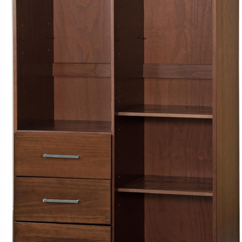 Solid Wood Mirrored Two Door Three Drawer Combo Dresser - Coffee