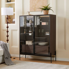 Load image into Gallery viewer, Modern Minimalist Style LED Curio Cabinet With Tempered Glass Door, Metal Legs
