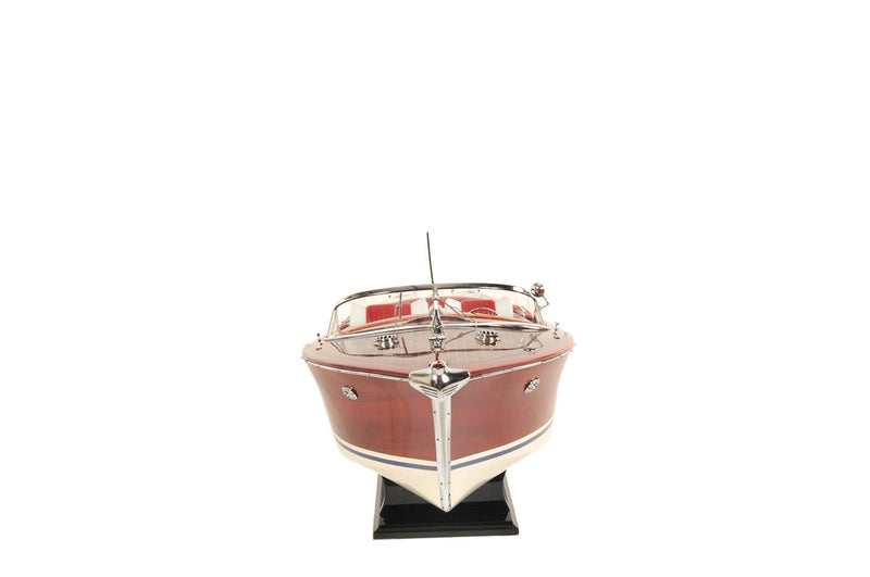 Hand Painted Decorative Boat - Red / White / Brown