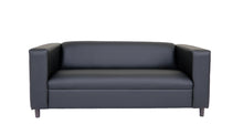 Load image into Gallery viewer, Black Faux Leather Sofa, Modern 3-Seater Sofas Couches for Living Room, Bedroom, Office, and Apartment with Solid Wood Frame
